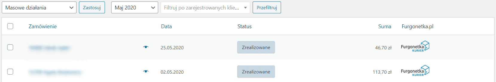 Zam&oacute;wienia w 5 miesiącu działania sklepu internetowego - platforma 1