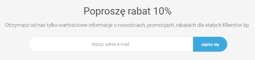 Zapis na listę mailingową w zamian za rabat